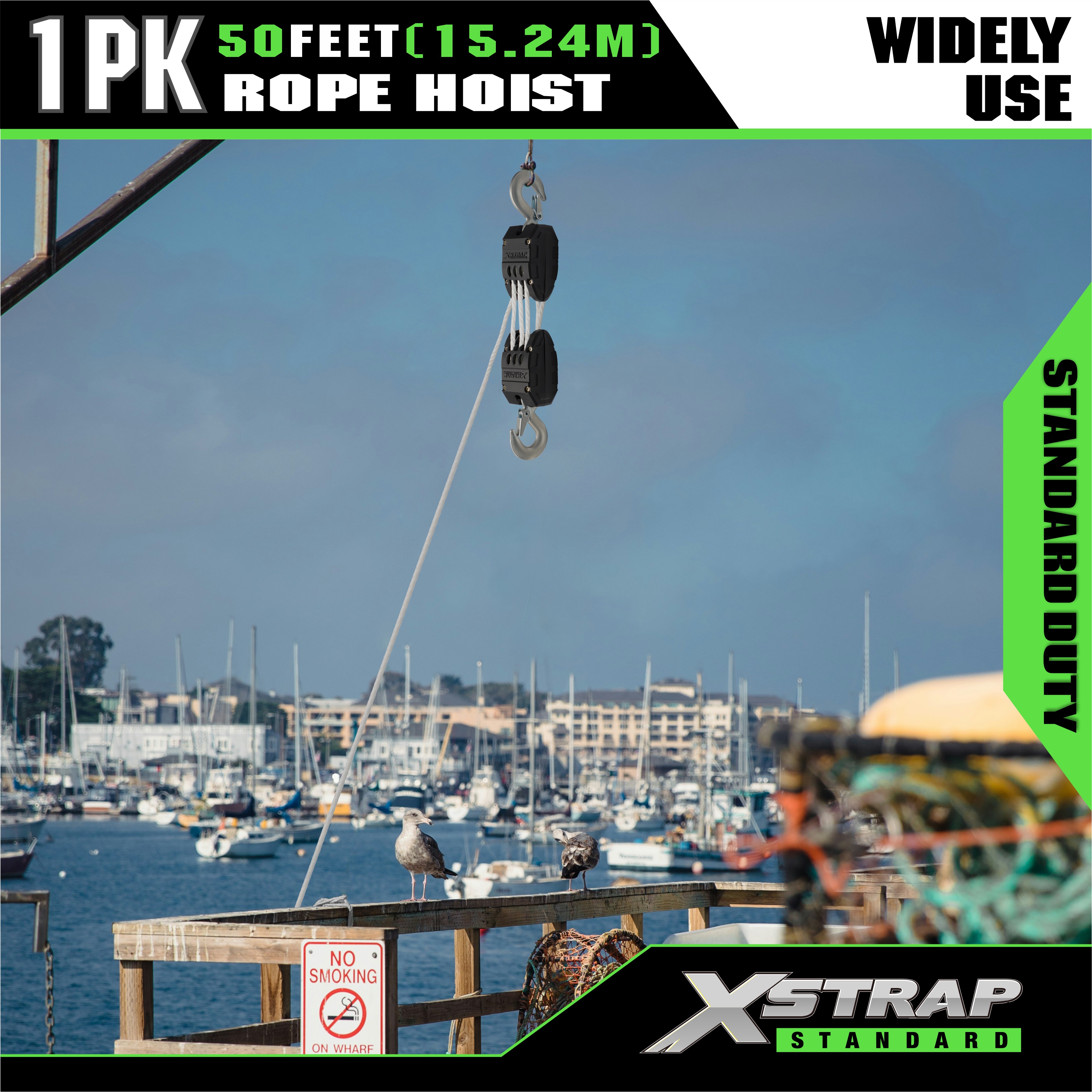 XSTRAP AHLT0003 valkoinen köysinostopyöräjärjestelmä 1000LB Kapasiteetti