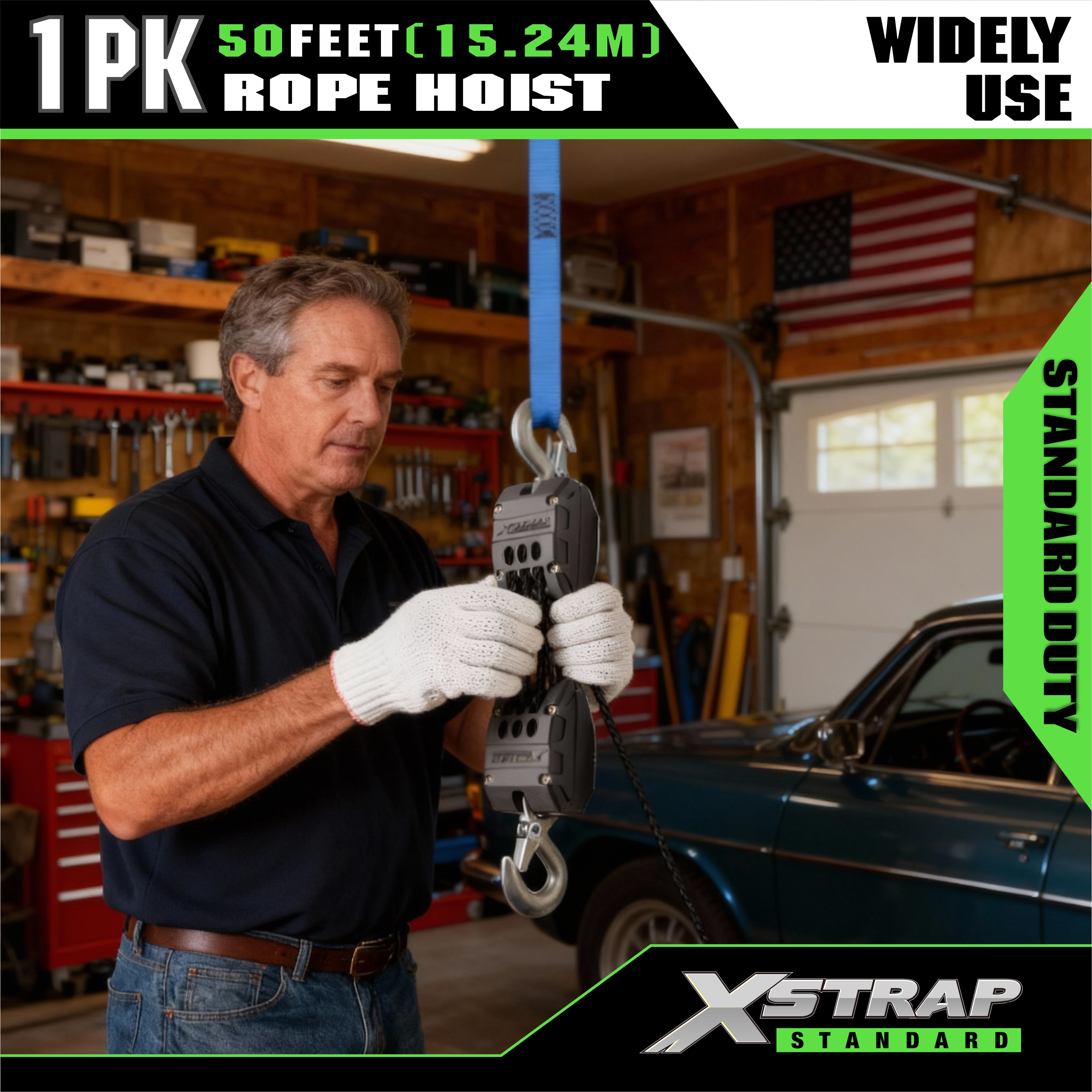 XSTRAP AHLT0003 valkoinen köysinostopyöräjärjestelmä 1000LB Kapasiteetti